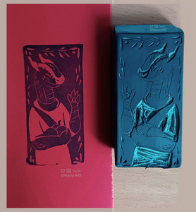Linocut on eraser Linocut on eraser